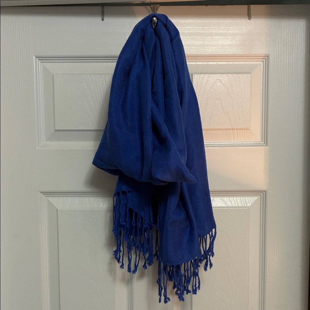 Women's 70% Pashmina 30% Silk Blue Scarf